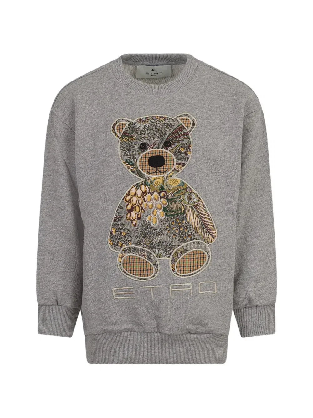 Свитшот с интарсией плюшевого мишки Etro Kids, серый