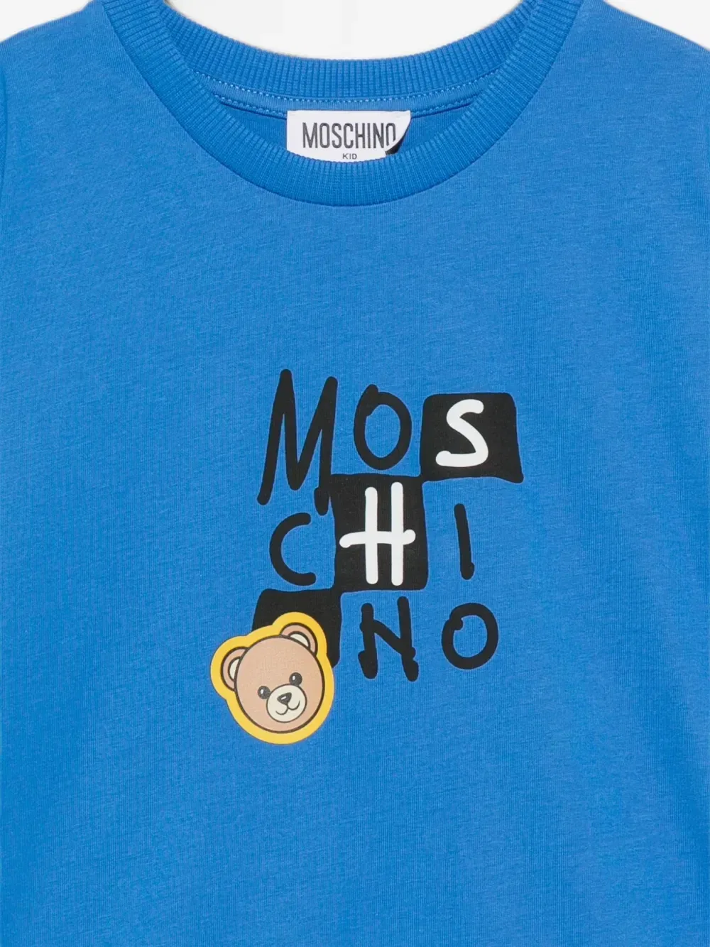 Футболка с логотипом и принтом медвежонка Тедди Moschino Kids, синий — фото 3