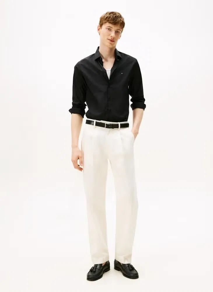 Рубашка с вышивкой флага Slim Fit Tommy Hilfiger, черный — фото 4
