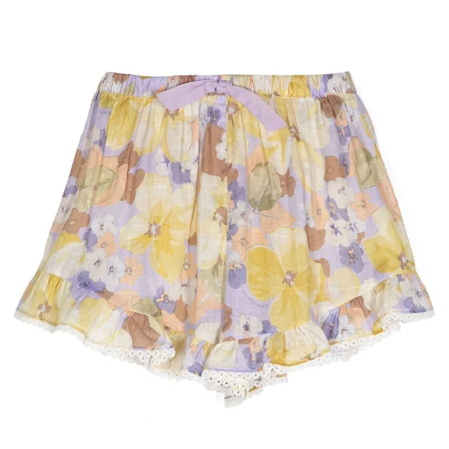 Шорты с цветочным принтом и оборками Girls Pop Frill Zimmermann, Purple Multi Floral
