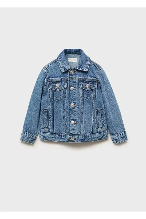 Детское пальто для девочек джинсовое Mango Baby, Dull Blue — фото 3