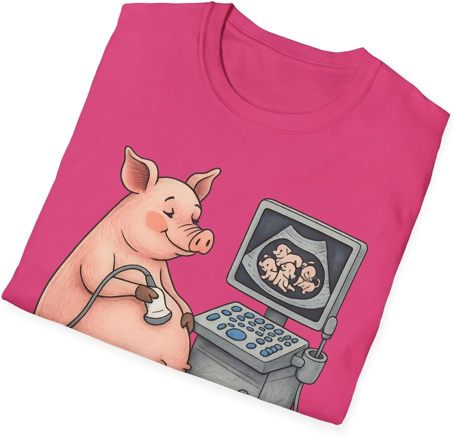 Женская футболка с принтом Pregnant Pig Ultrasound, Heliconia — фото 2