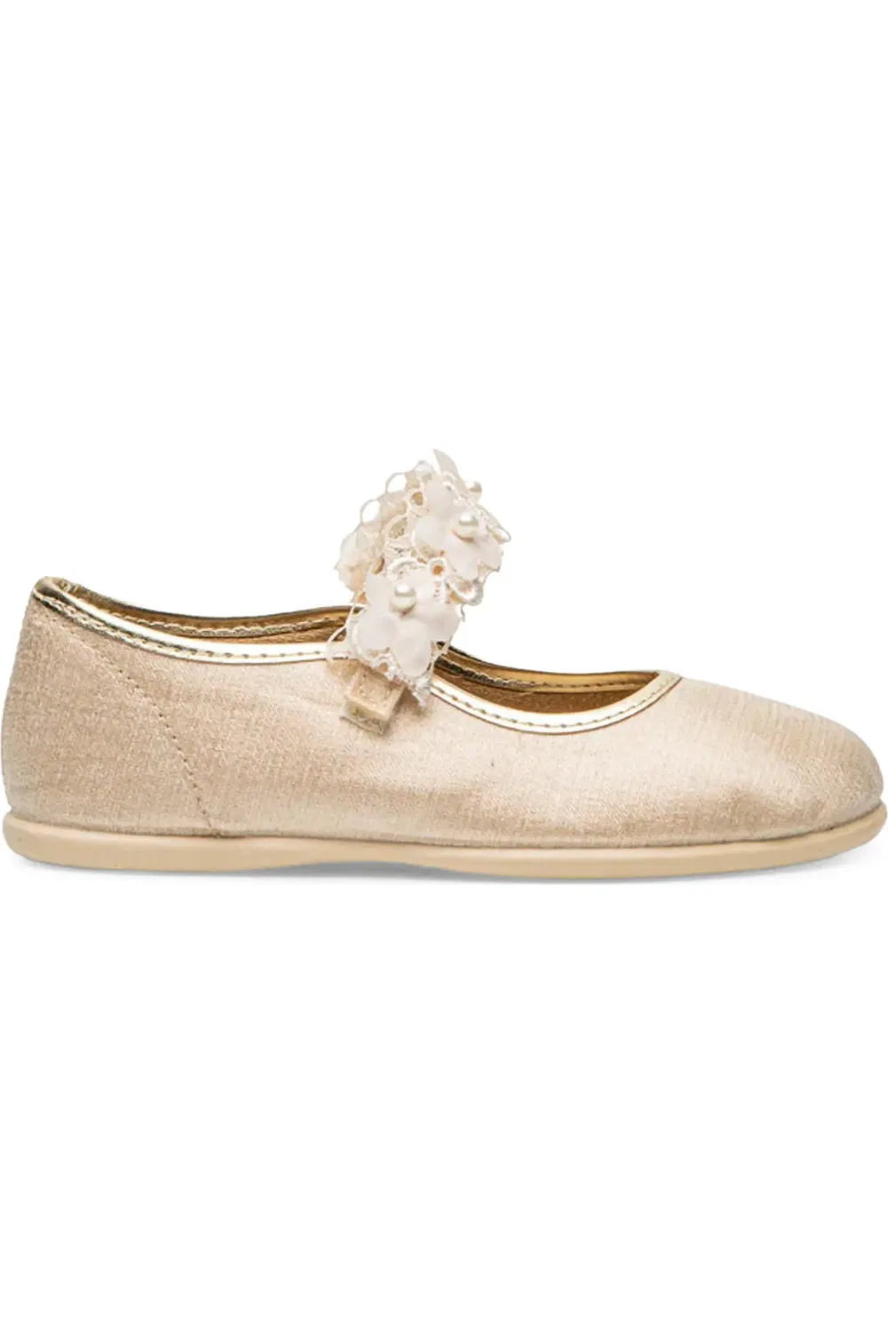Балетки детские с цветочным аппликациями Flora Mary Jane CHILDRENCHIC, Cream