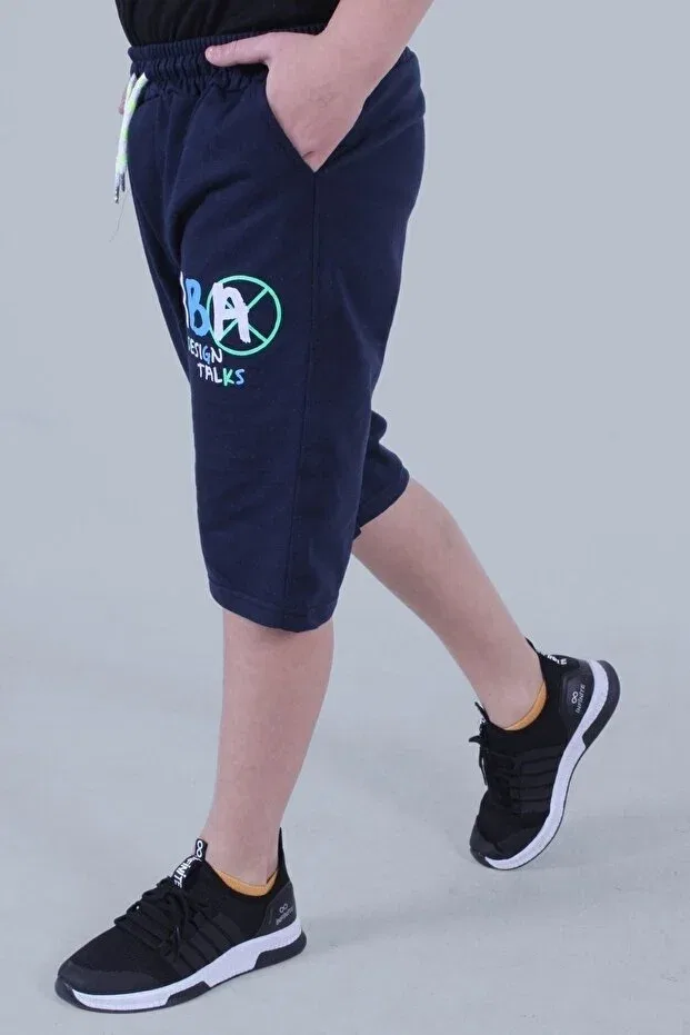 Детские шорты для мальчиков с принтом Iba Text Printed Double Pocket Panio Kids, Navy Blue — фото 3