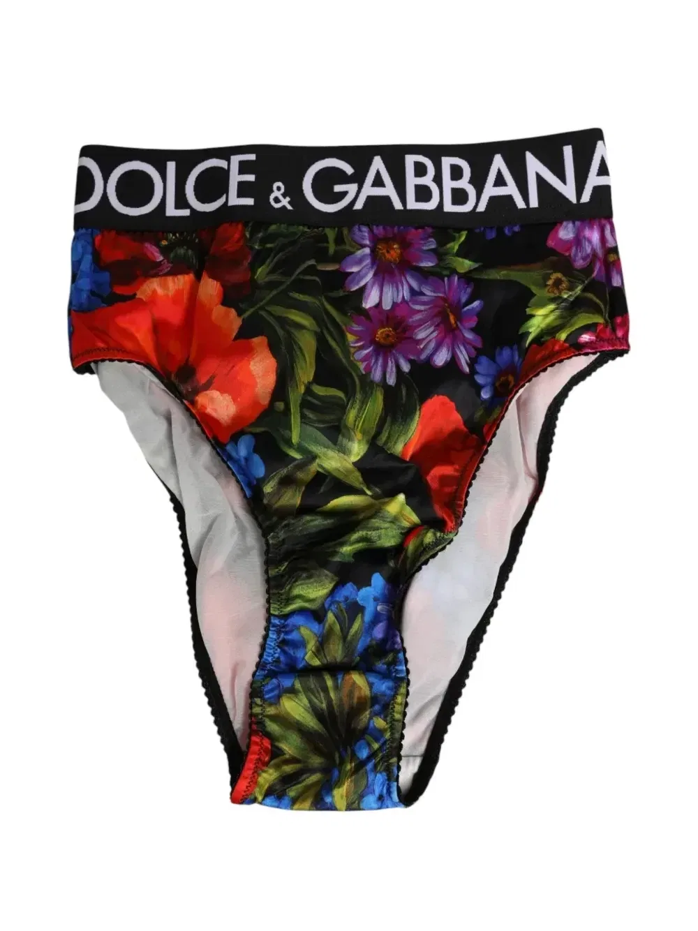 Трусы с цветочным принтом и поясом с логотипом DOLCE & GABBANA, черный