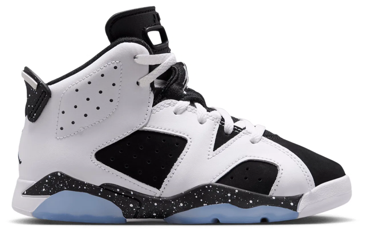 Детские кроссовки для мальчиков с кожаным и текстильным верхом Jordan Retro 6, Jordan, Black/White/Black