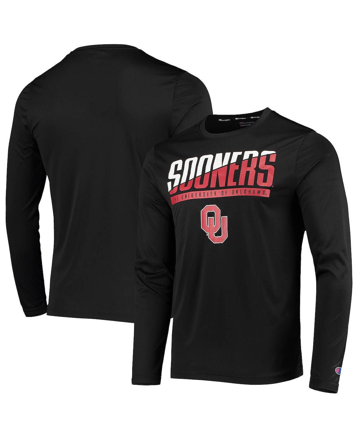 

Мужская черная футболка с длинным рукавом oklahoma sooners wordmark slash Champion, черный