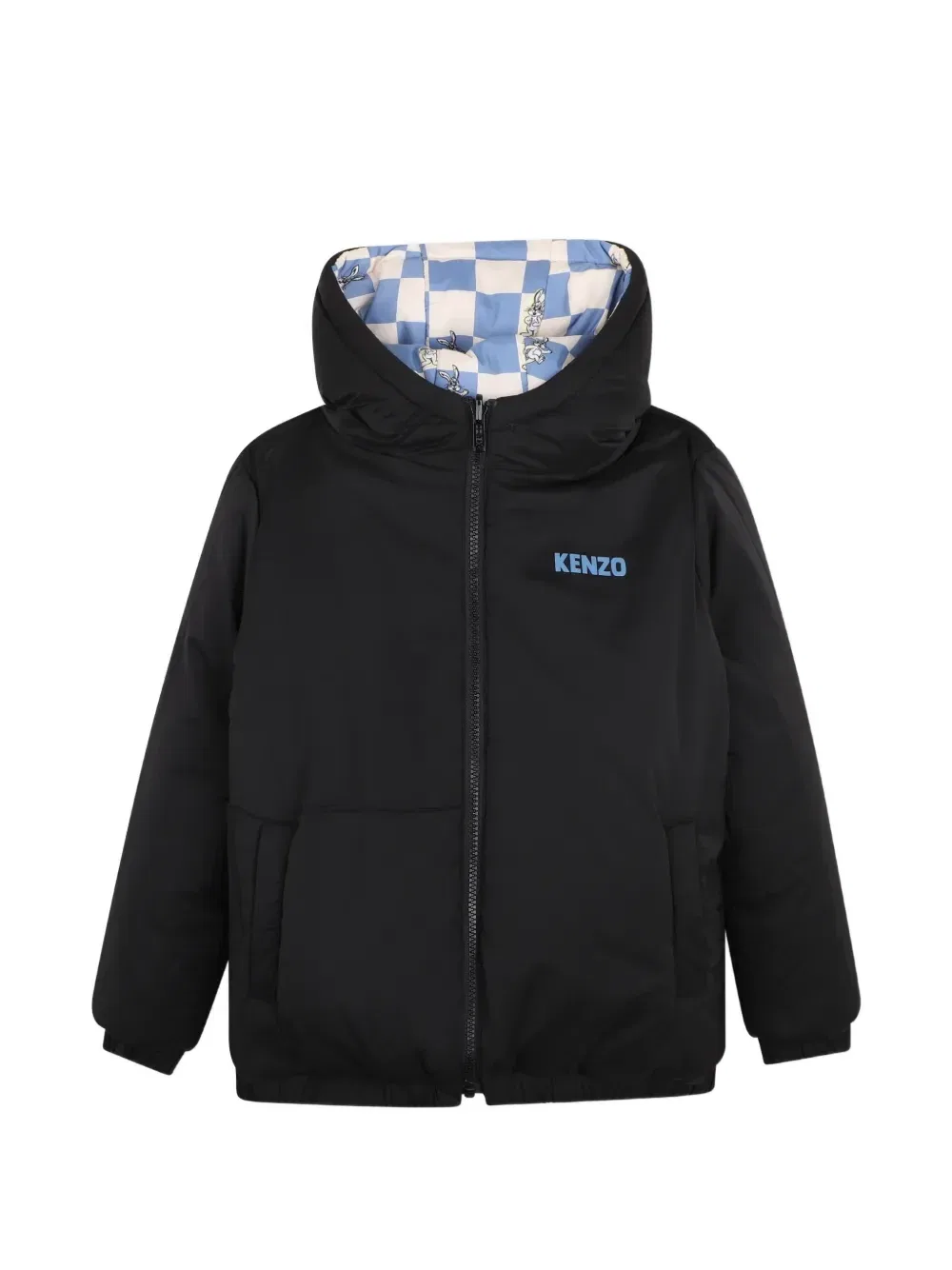 Двусторонний пуховик в клетку Kenzo Kids, синий — фото 4