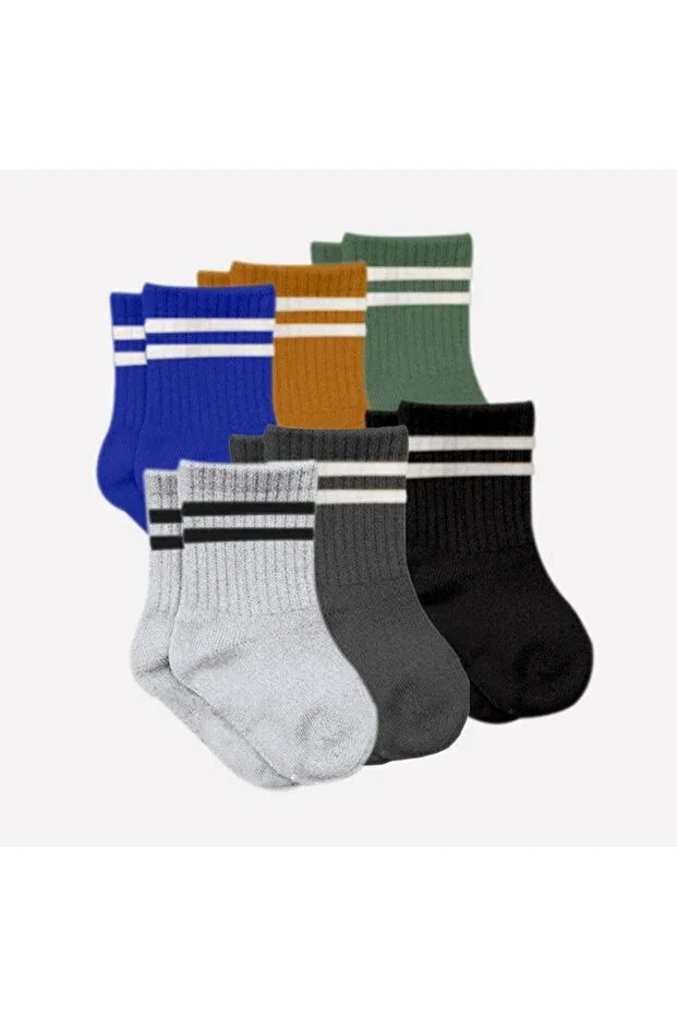 Детские носки для девочек с принтом 6-Piece baby socks (with hoop) 6008 Bistyle, Khaki — фото 2