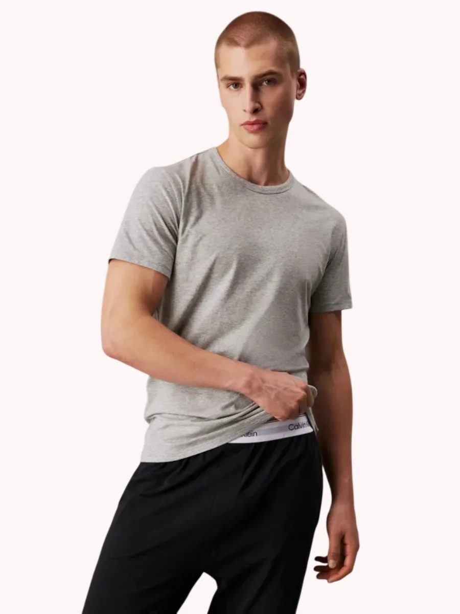 Комплект футболок Calvin Klein Slim 3 шт., черный/белый/серый меланж — фото 2