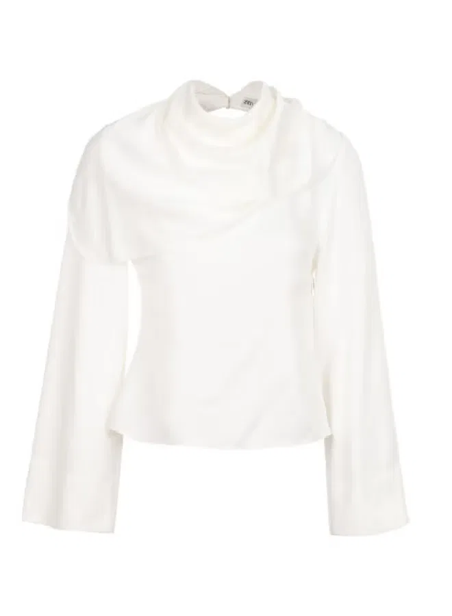 Блузка с бантом на шее Zara, белый