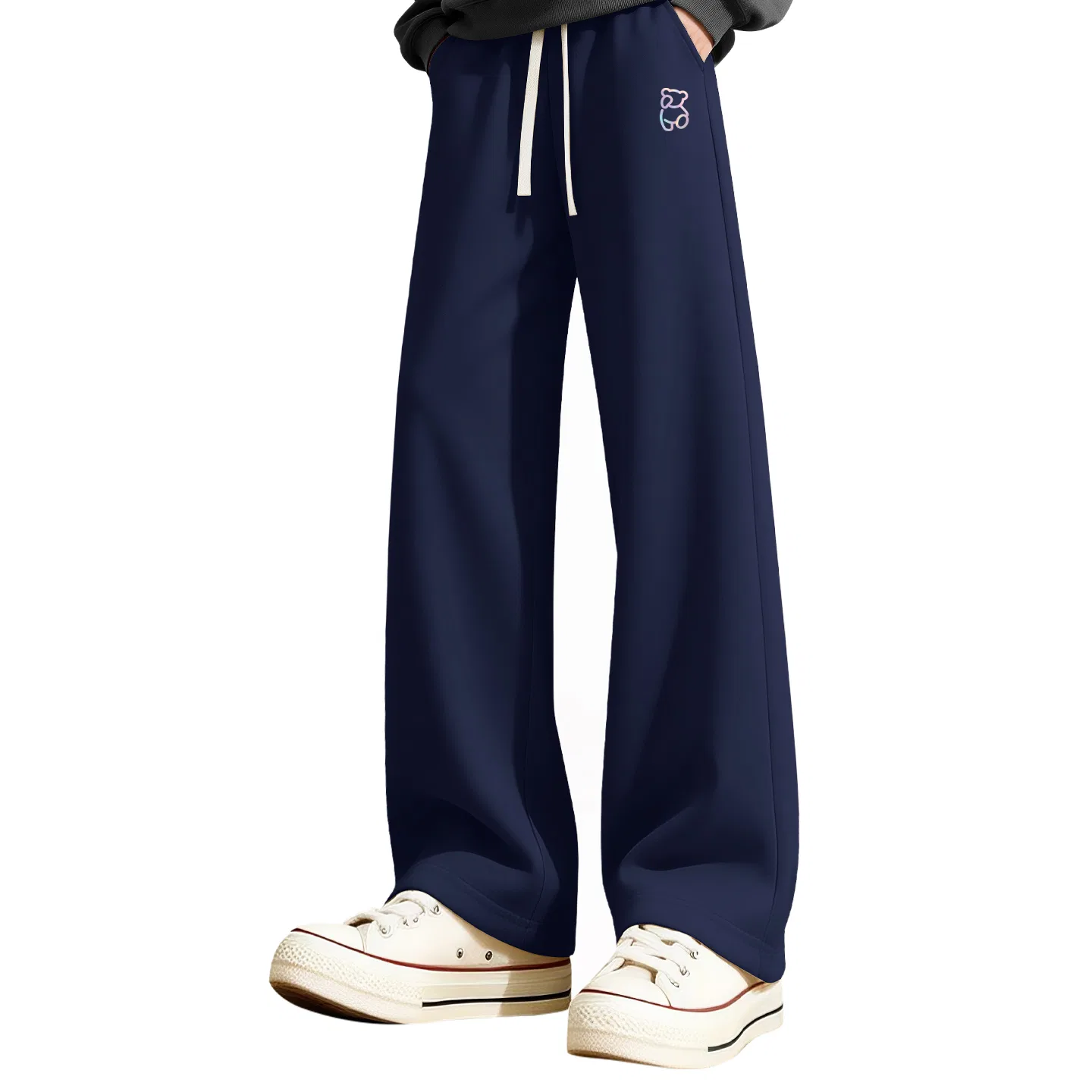 Детские повседневные брюки средней прямоты Dazzling Color Bear Pants Label MINISO, Navy Blue