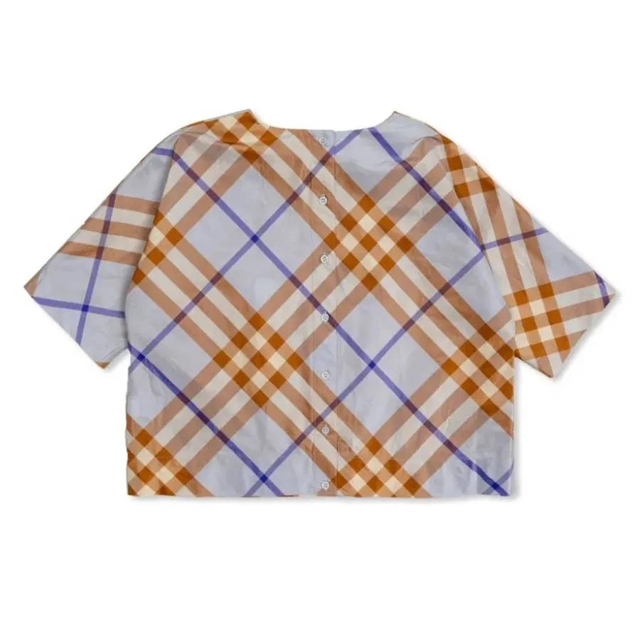 Шелковая рубашка с принтом Kids Noa Check Print Burberry, Slate Blue Ip Check — фото 2