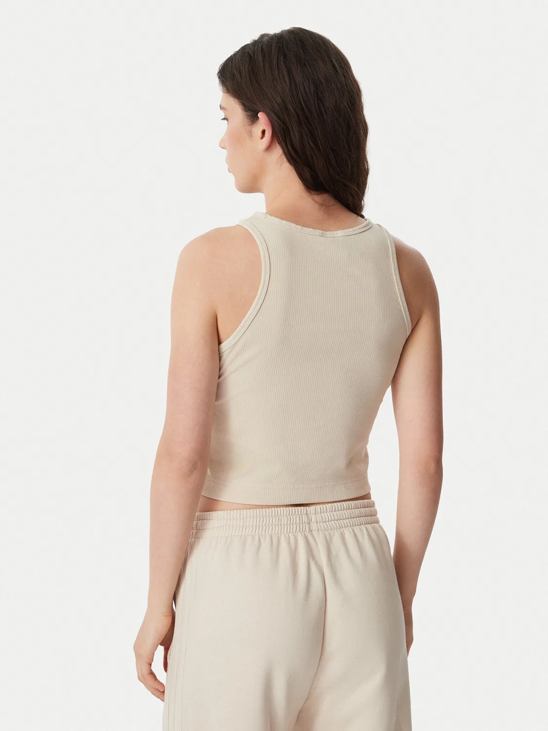 Женский топ облегающего кроя Kit Small Logo Rib Tank Adidas, кремовый — фото 3