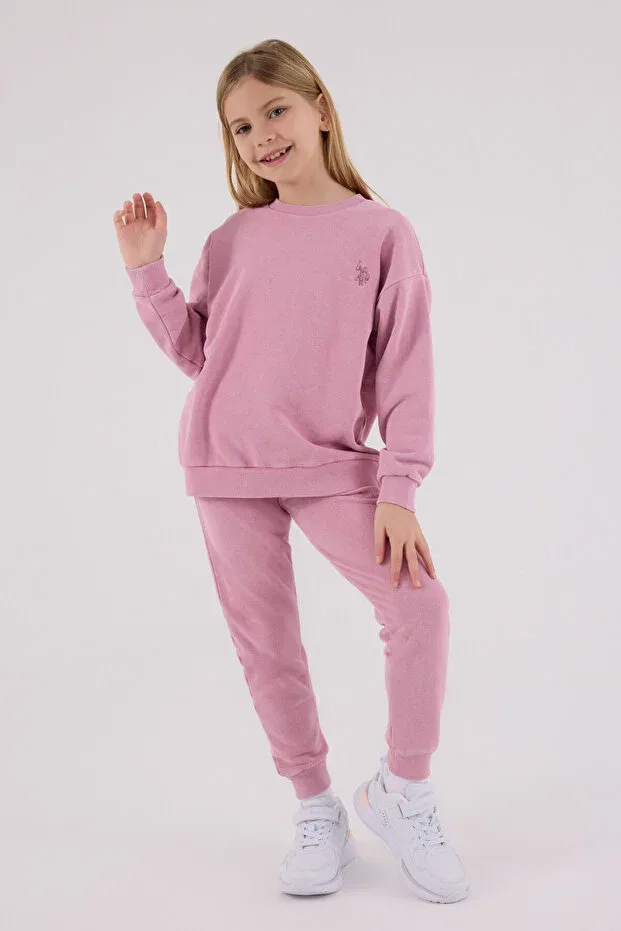 Детский спортивный костюм для девочек с принтом U.S. Polo Assn., Pink — фото 3