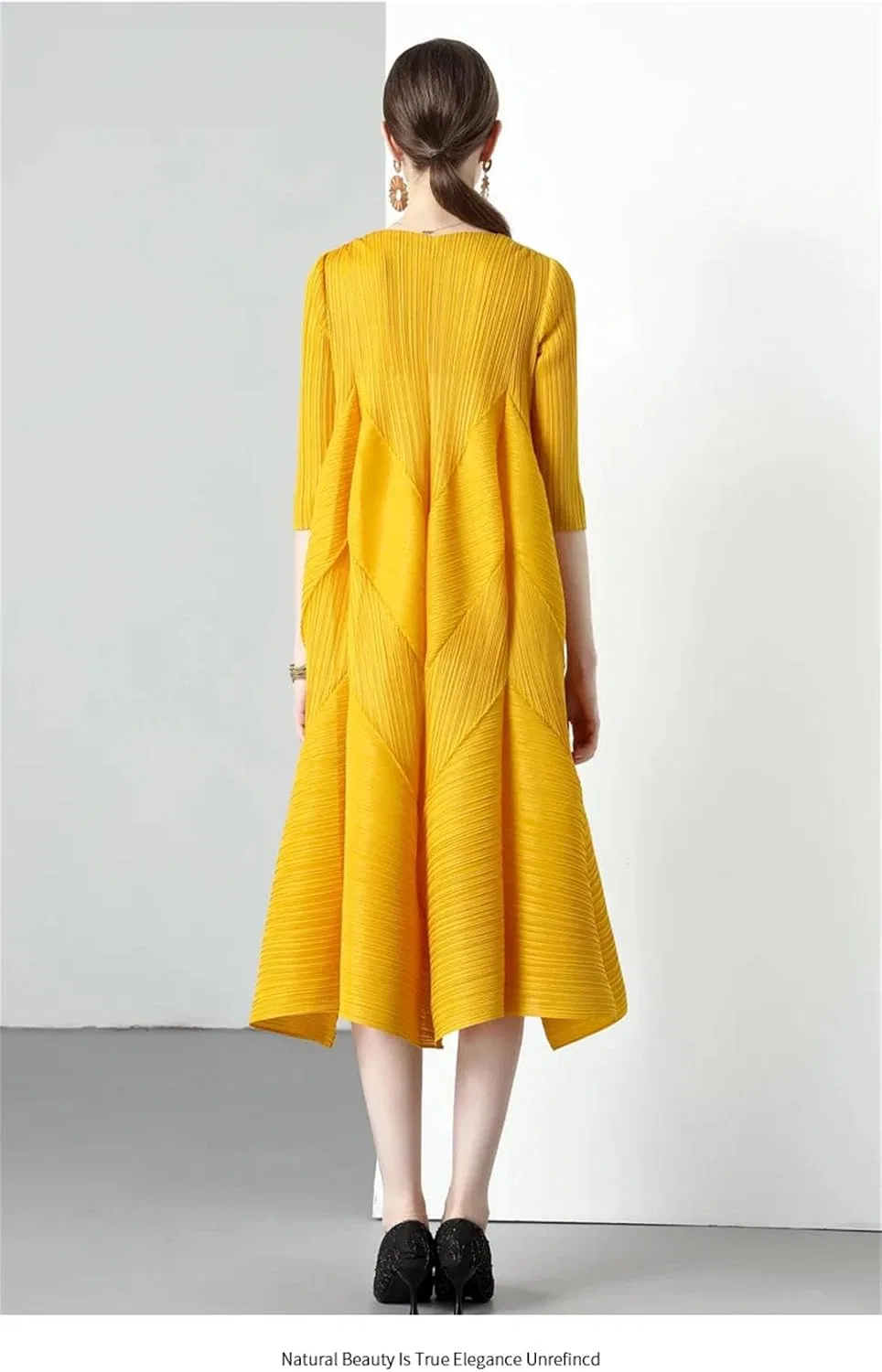 Женское платье миди с цветочным принтом Vintage, Yellow — фото 2