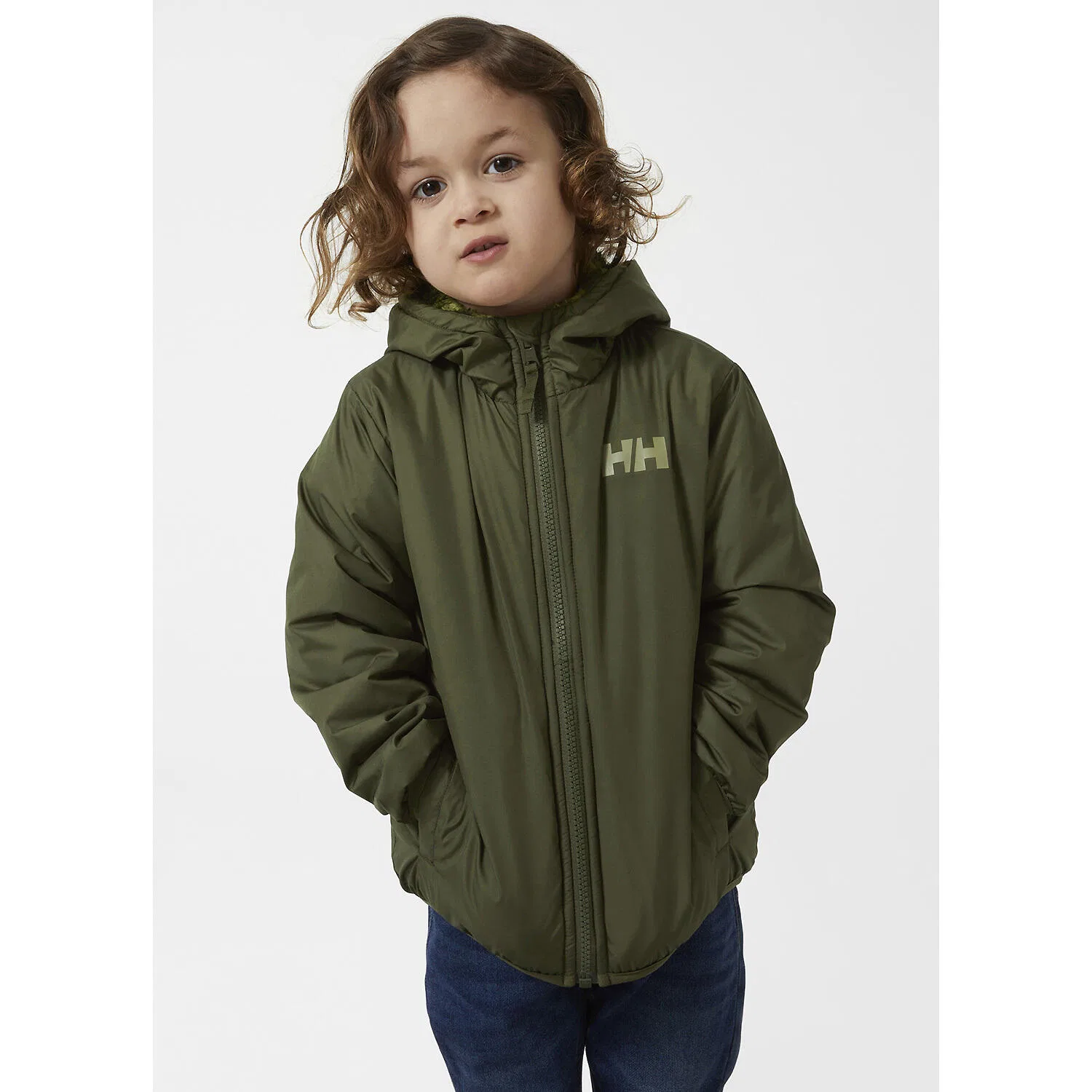 Детская куртка-трансформер с принтом Champ Reversible Jacket Helly Hansen, Grun Schwarz — фото 4
