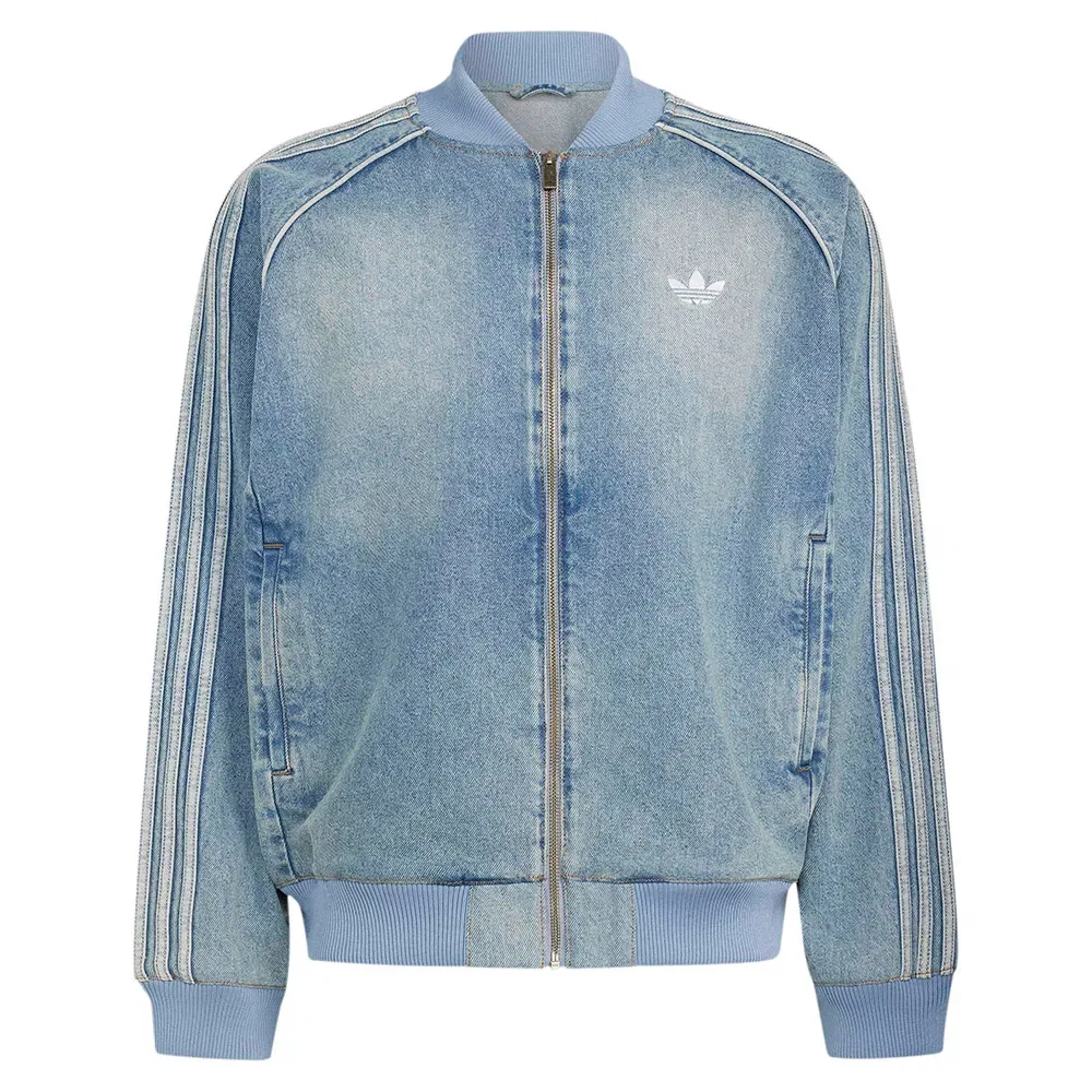Мужская джинсовая куртка-трак топ с принтом Adidas Originals SST Adicolor, Blue — фото 3