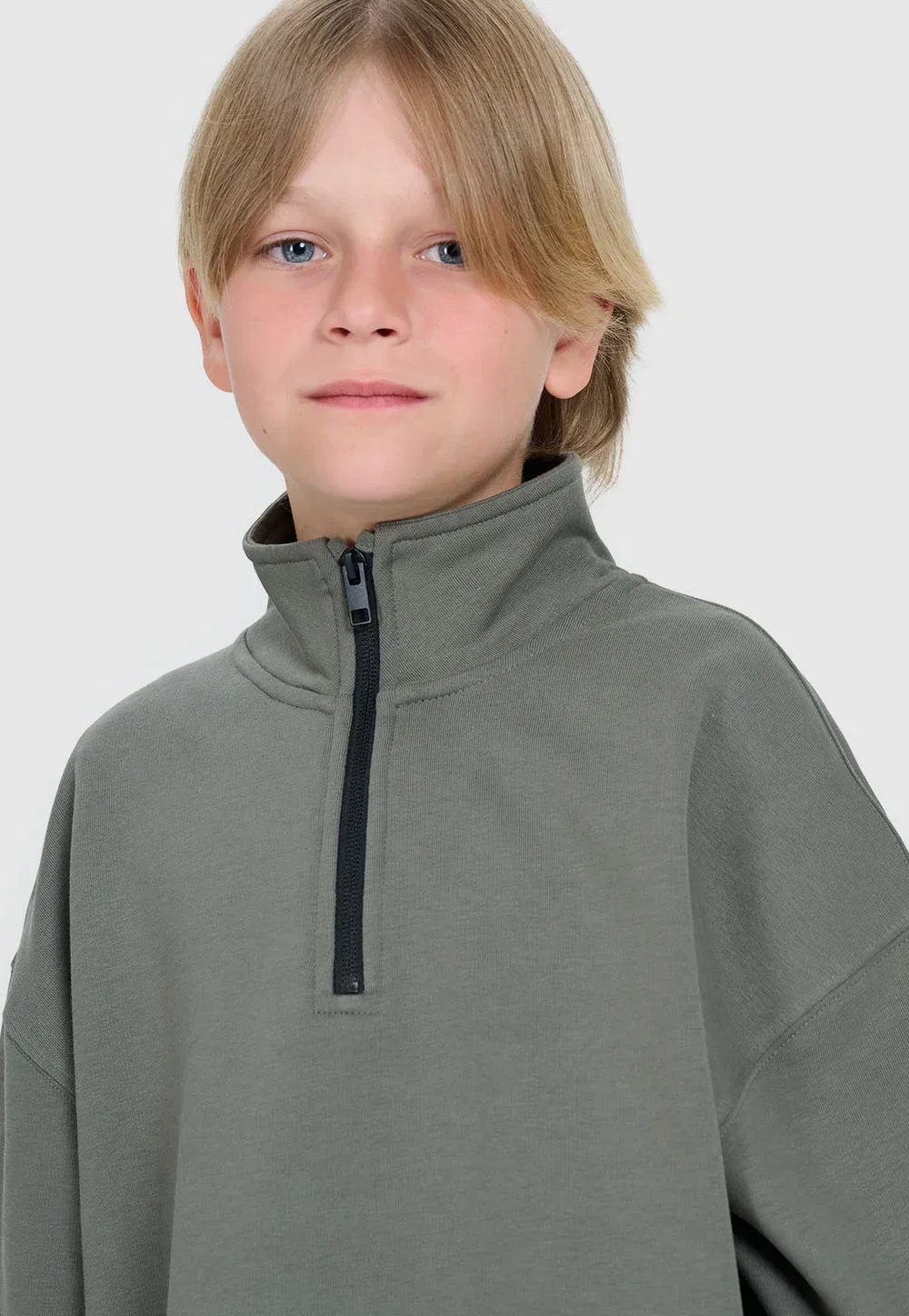 Bluza dresowa ze stójką z zamkiem chłopięca - толстовка 4F, Dark Grey — фото 4