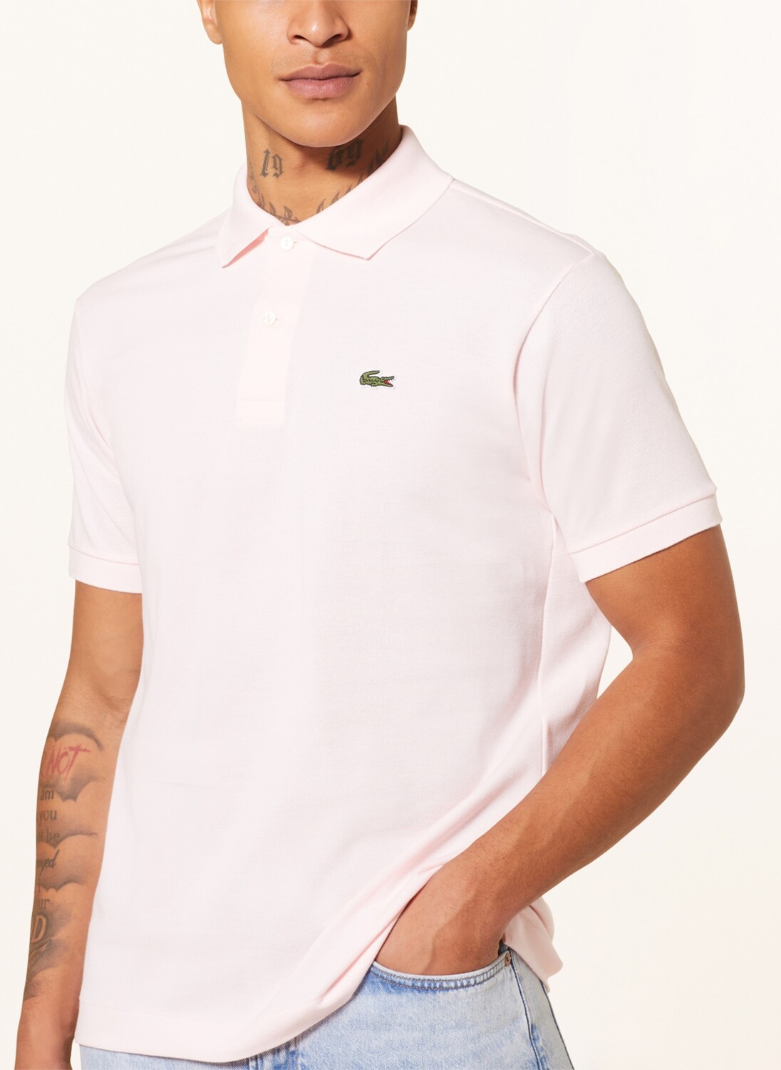 Классическая рубашка-поло из пике LACOSTE, светло-розовый — фото 4