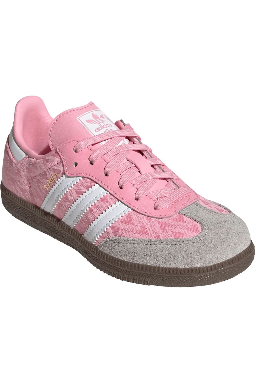 Детские кроссовки футбольные с низким профилем Samba OG adidas, Light Pink/White/Gum