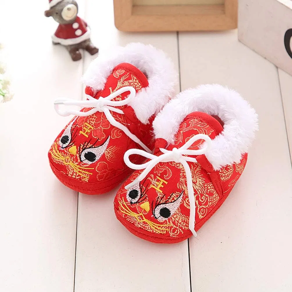 Детские кроссовки для девочек с вышивкой тигра Holibanna, Red — фото 4