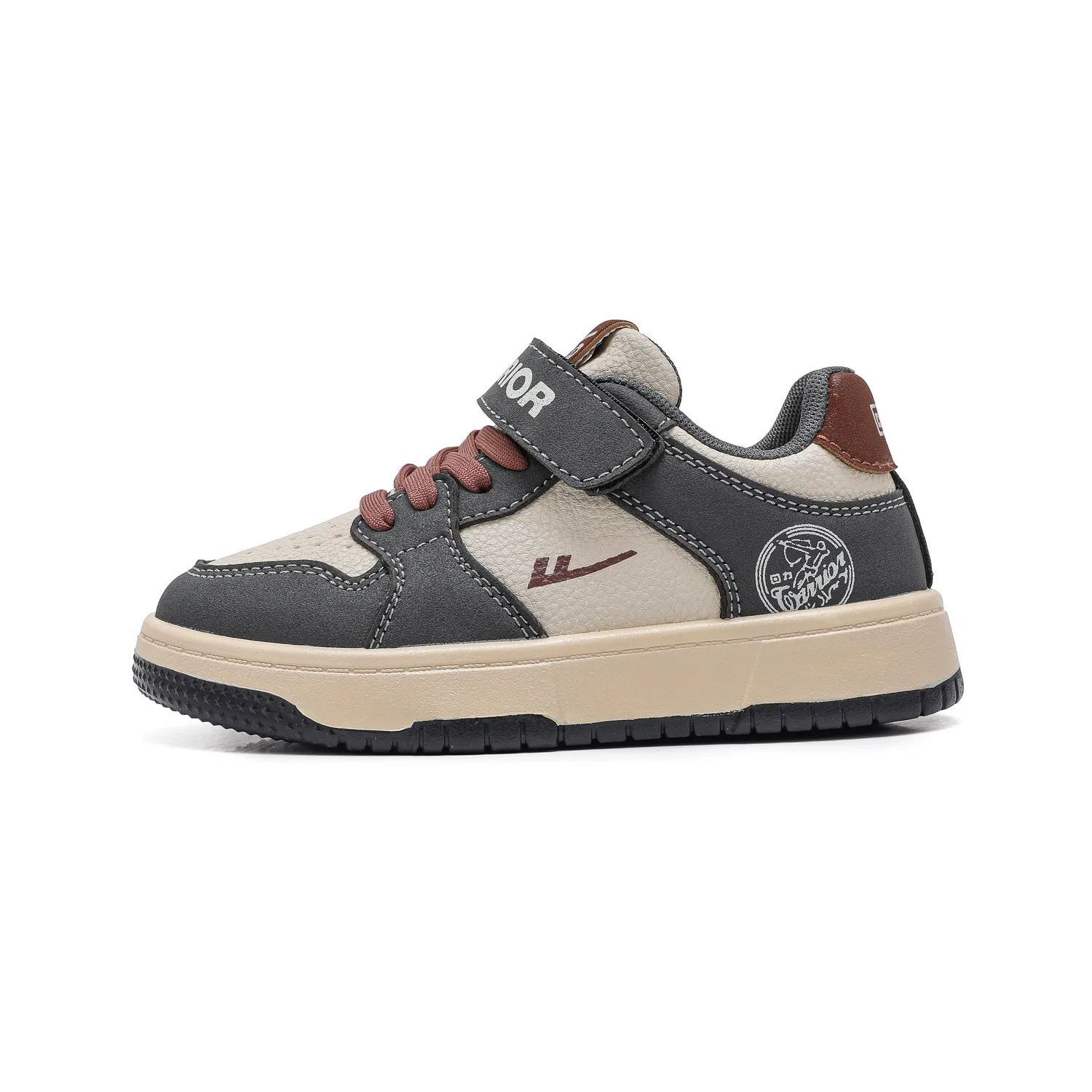 Детские кеды для скейтбординга с защитой от ударов, водостойкие, Beige/Dark Gray, WARRIOR