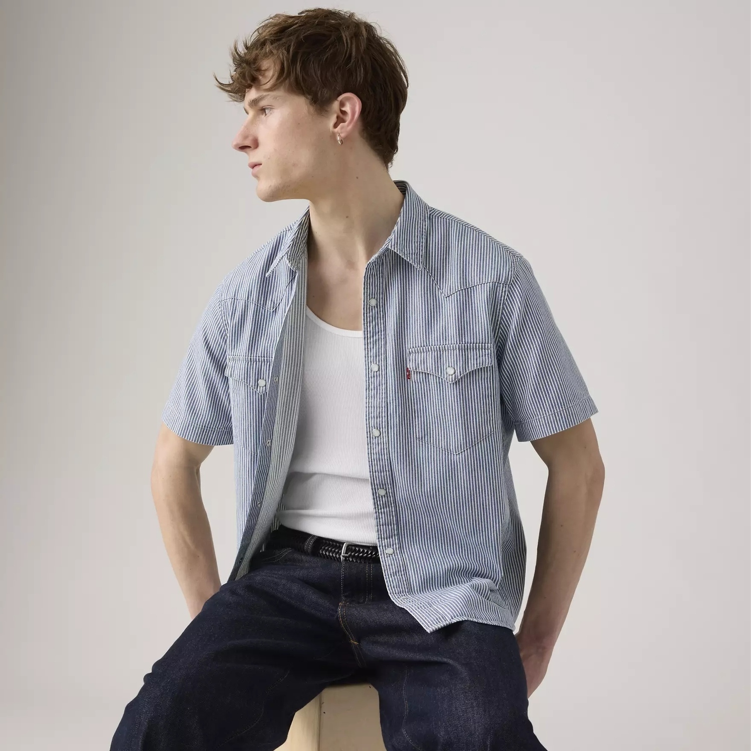 Мужская рубашка Levi's Short Sleeve Classic Western, синий — фото 4