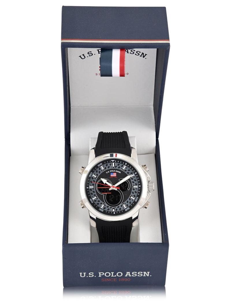

Часы U.S. Polo Assn Mens Black Strap Anadigi, черный