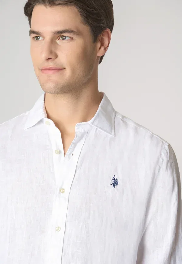 Рубашка льняная Shirt U.S. Polo Assn. белый — фото 4