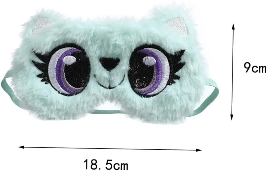 Плюшевая маска для сна с рисунком глаз, Homoyoyo, 1 шт, 20 г, Light Green — фото 2