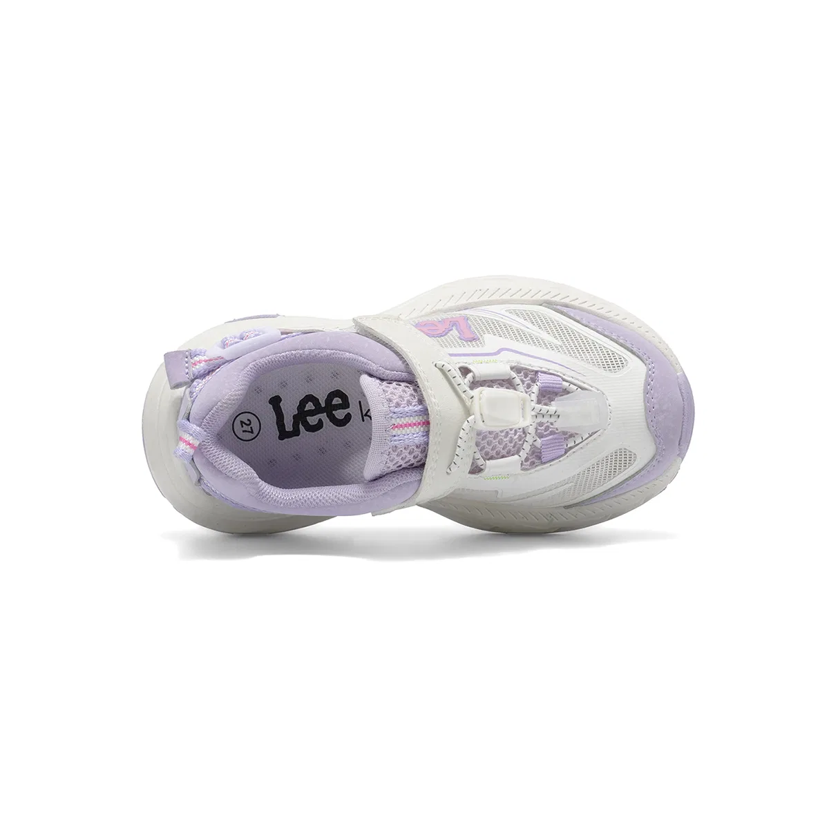 Детские кроссовки для бега из сетки и экокожи Beige Purple Lee — фото 4