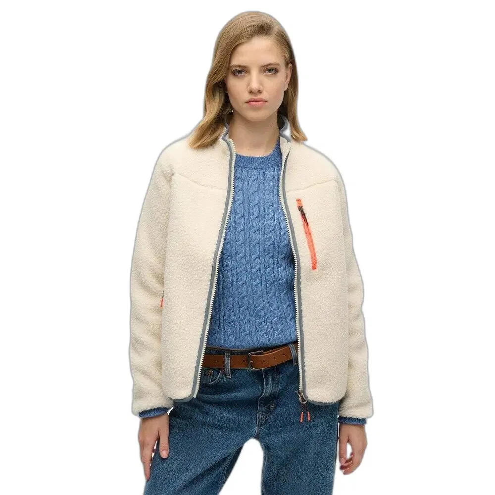 Женское флисовое худи с молнией Outdoor Superdry, Beige / Baumwollweiß / Weiss — фото 3