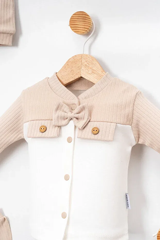 Детский комплект одежды для новорожденных с галстуком-бабочкой Neu Kids, Beige — фото 2