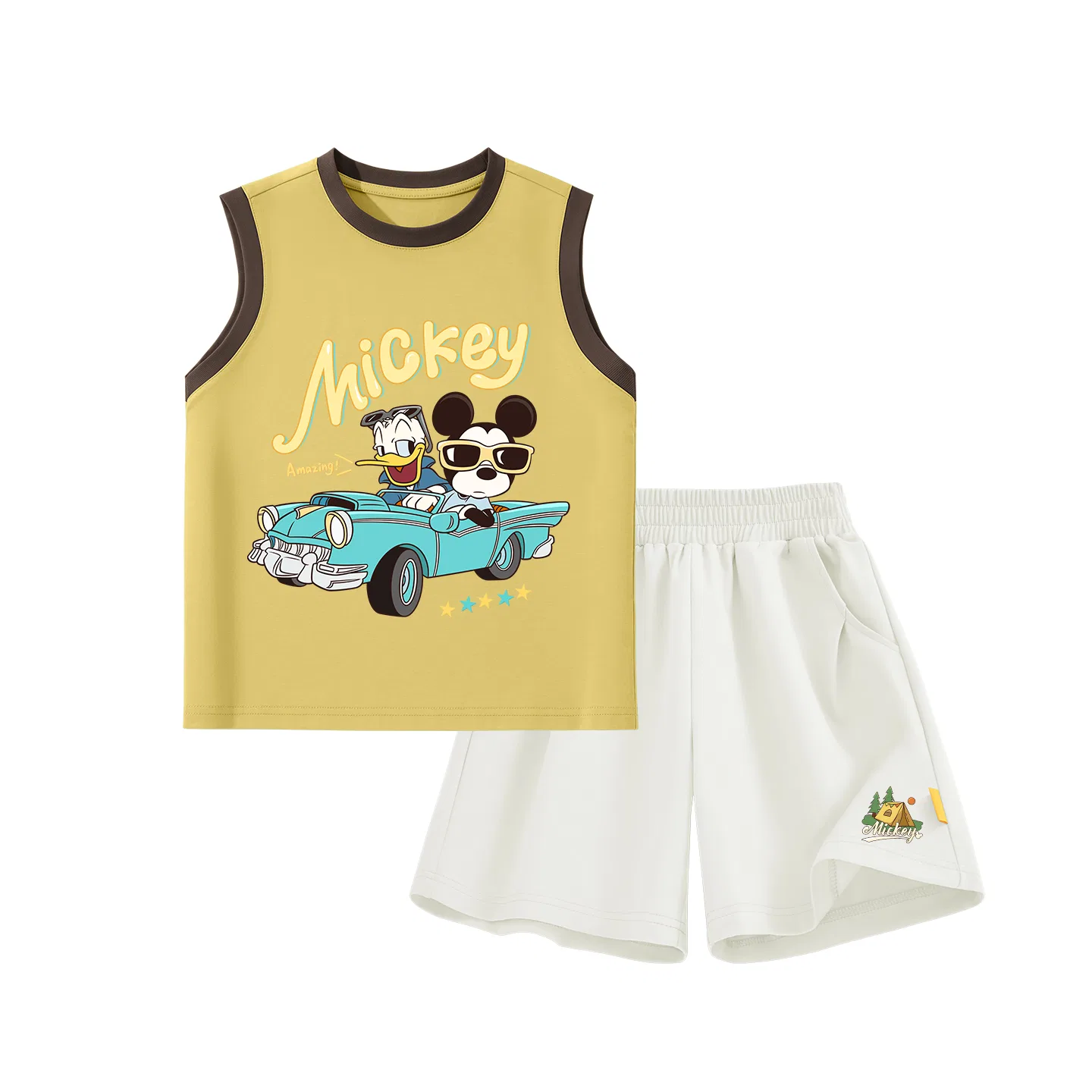 Детский спортивный костюм с круглым вырезом, Disney, Di Highway Travel Brown+Di Tent K_Bottom Right Mist White