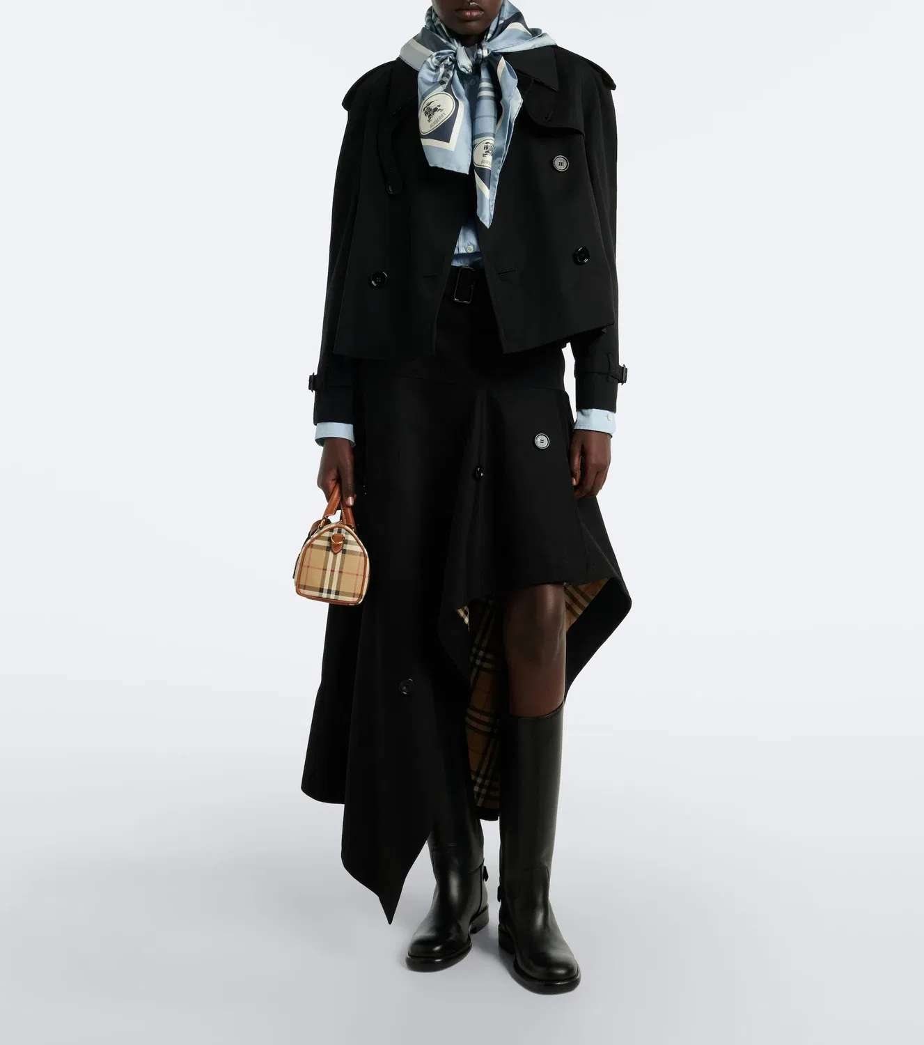 Асимметричная хлопковая макси-юбка BURBERRY, черный — фото 2