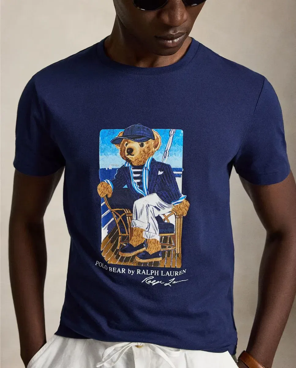 Мужская футболка с принтом Polo Bear Polo Ralph Lauren, Azul Marino — фото 3