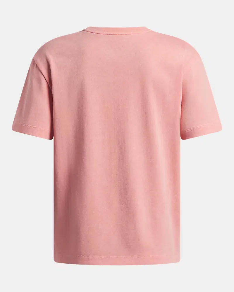 Футболка оверсайз для мальчиков с эффектом wash UA Heavyweight Wash UnderArmour, Posh Pink/White — фото 2