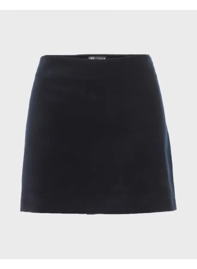 Юбка мини вельветовая трапеция Zara, темно-синий