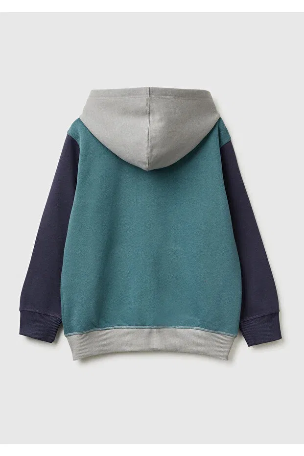 Детское худи для мальчиков с принтом United Colors Of Benetton, Dark Green-Grey — фото 2