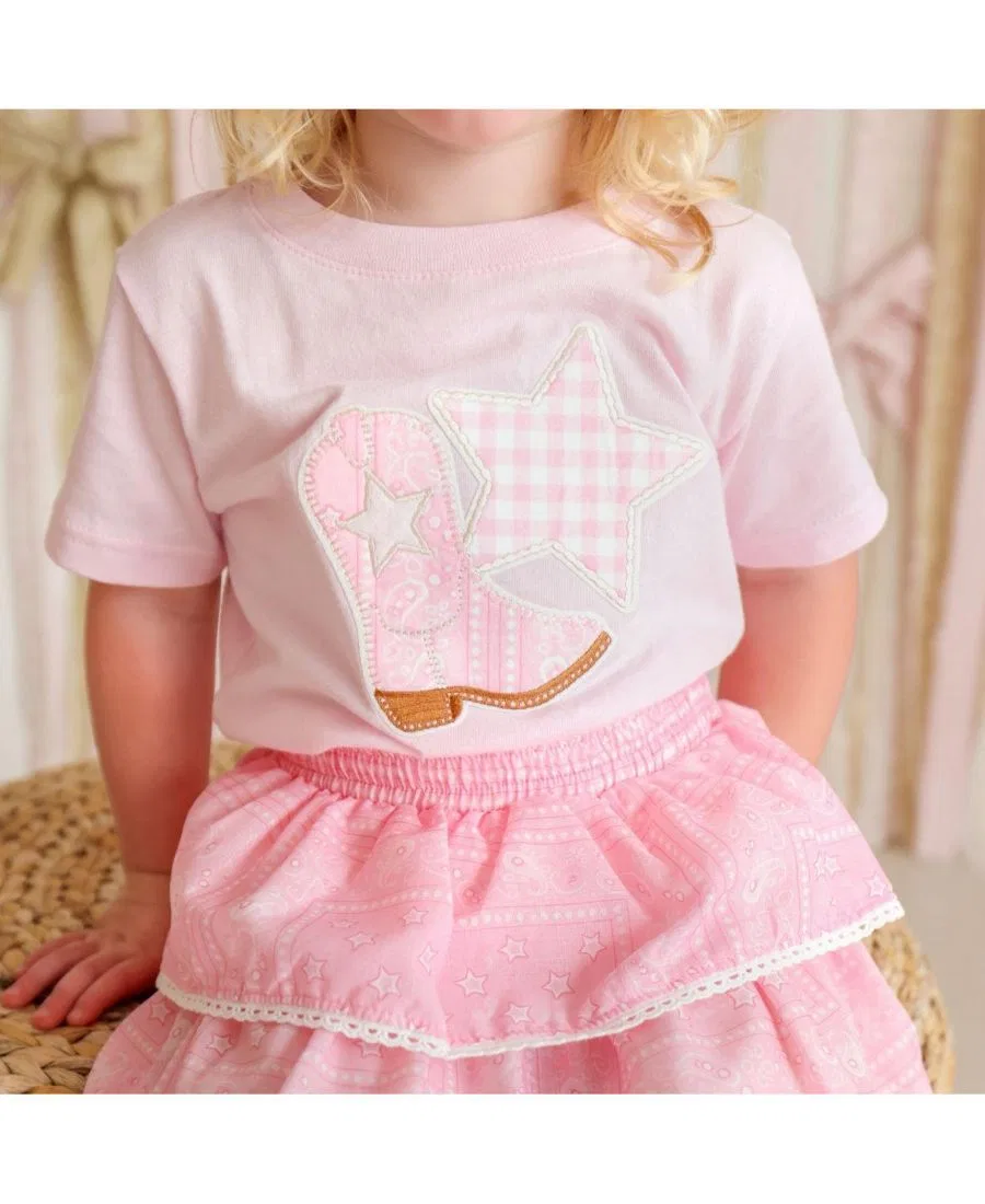 Детская футболка с принтом Bandana Cowgirl Patch Sweet Wink, Ballet Pink — фото 3