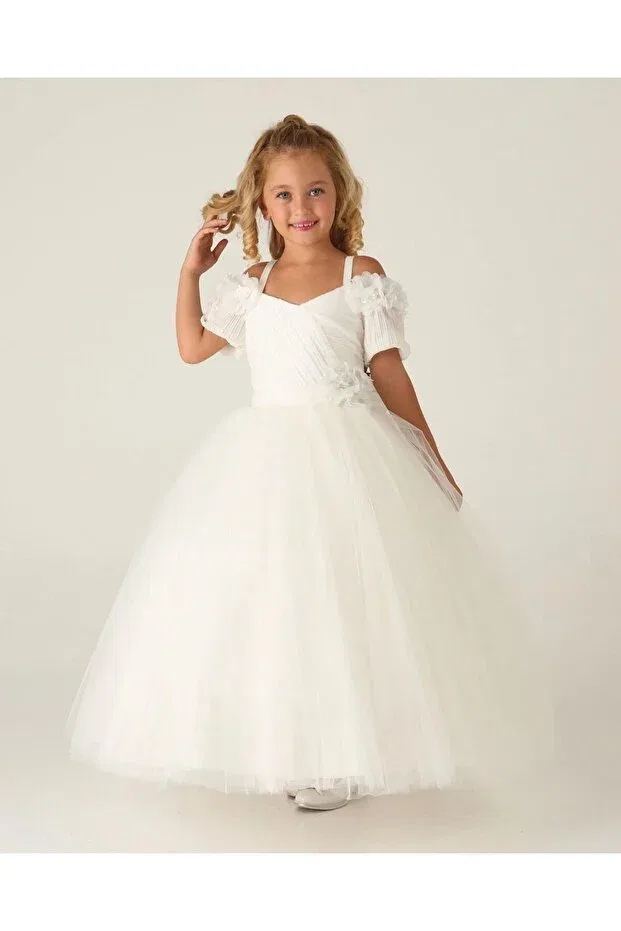 Детское платье для девочек с плиссировкой Lisakids, Cream