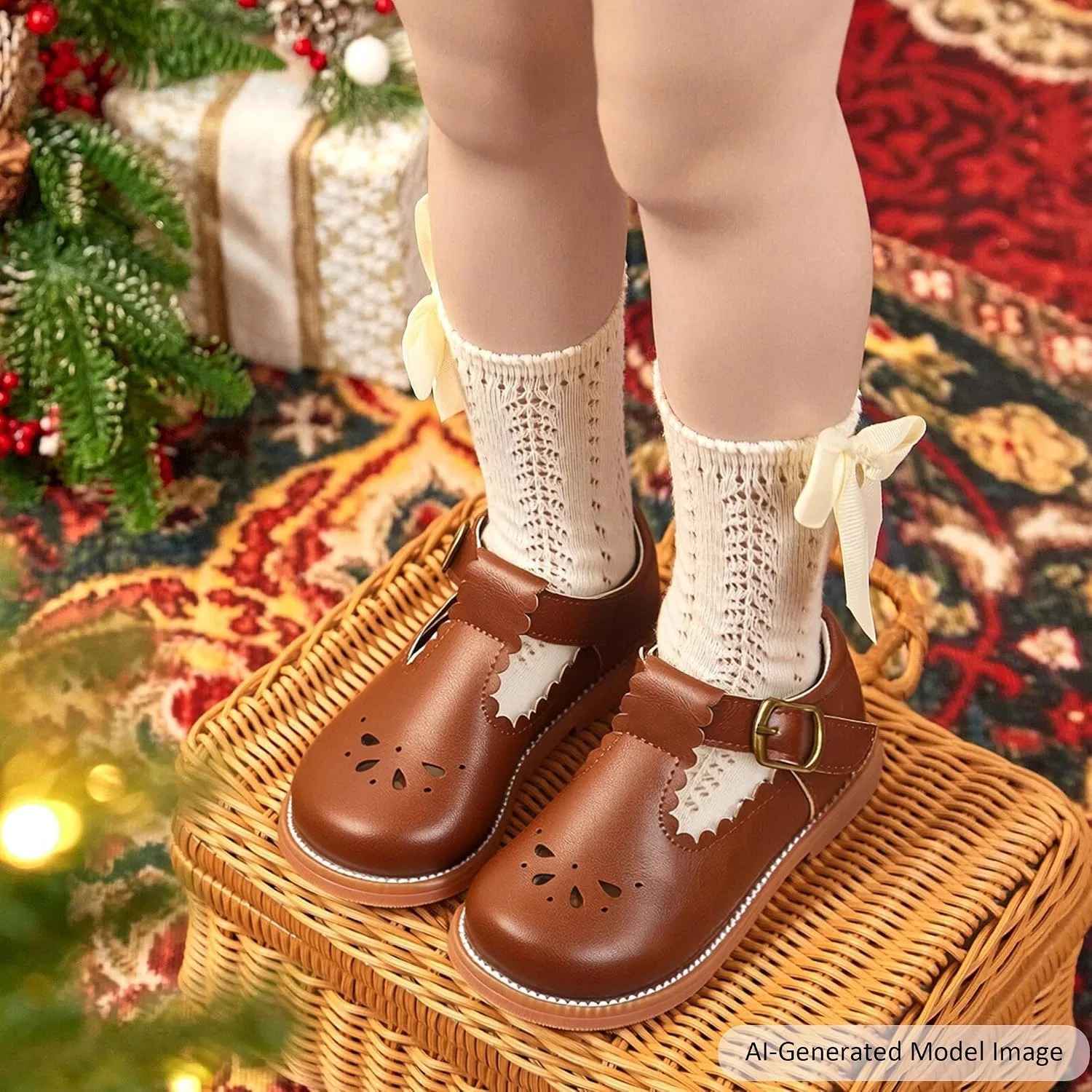 Детские туфли Мэри Джейн для девочек Felix & Flora, Retro Brown — фото 2