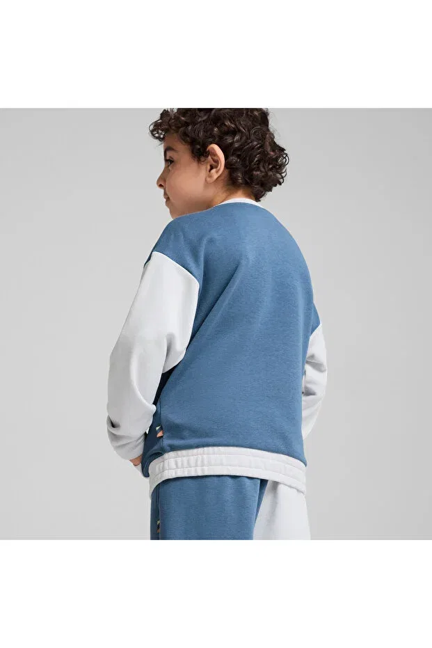 Детское для девочек свитшот классический с круглым вырезом Classics Fc Crew Kids Blue Puma, 24-Blue — фото 3