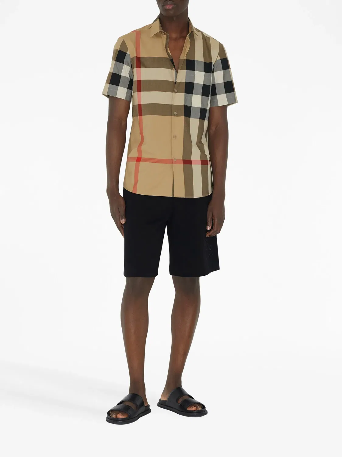 Клетчатая рубашка с коротким рукавом Burberry, архивный бежевый — фото 4