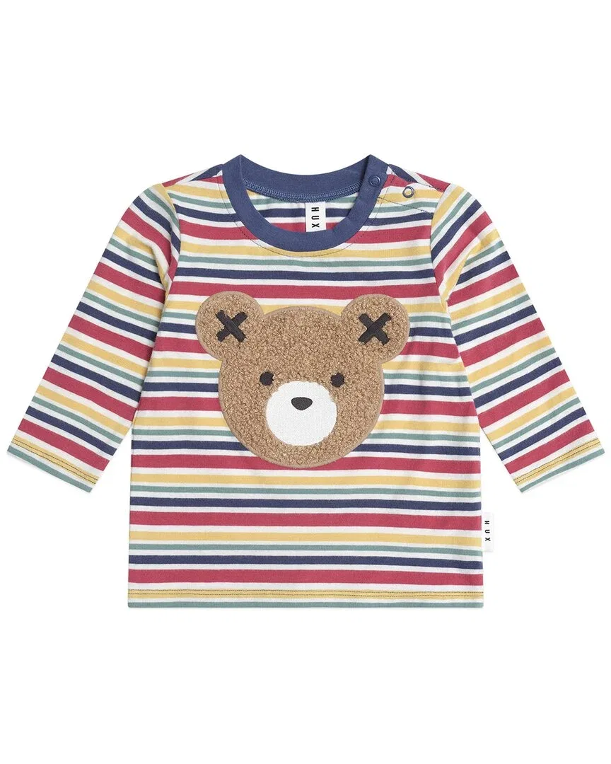 Детская футболка с длинным рукавом с вышивкой Huxbear Rainbow Stripe Huxbaby, мультиколор
