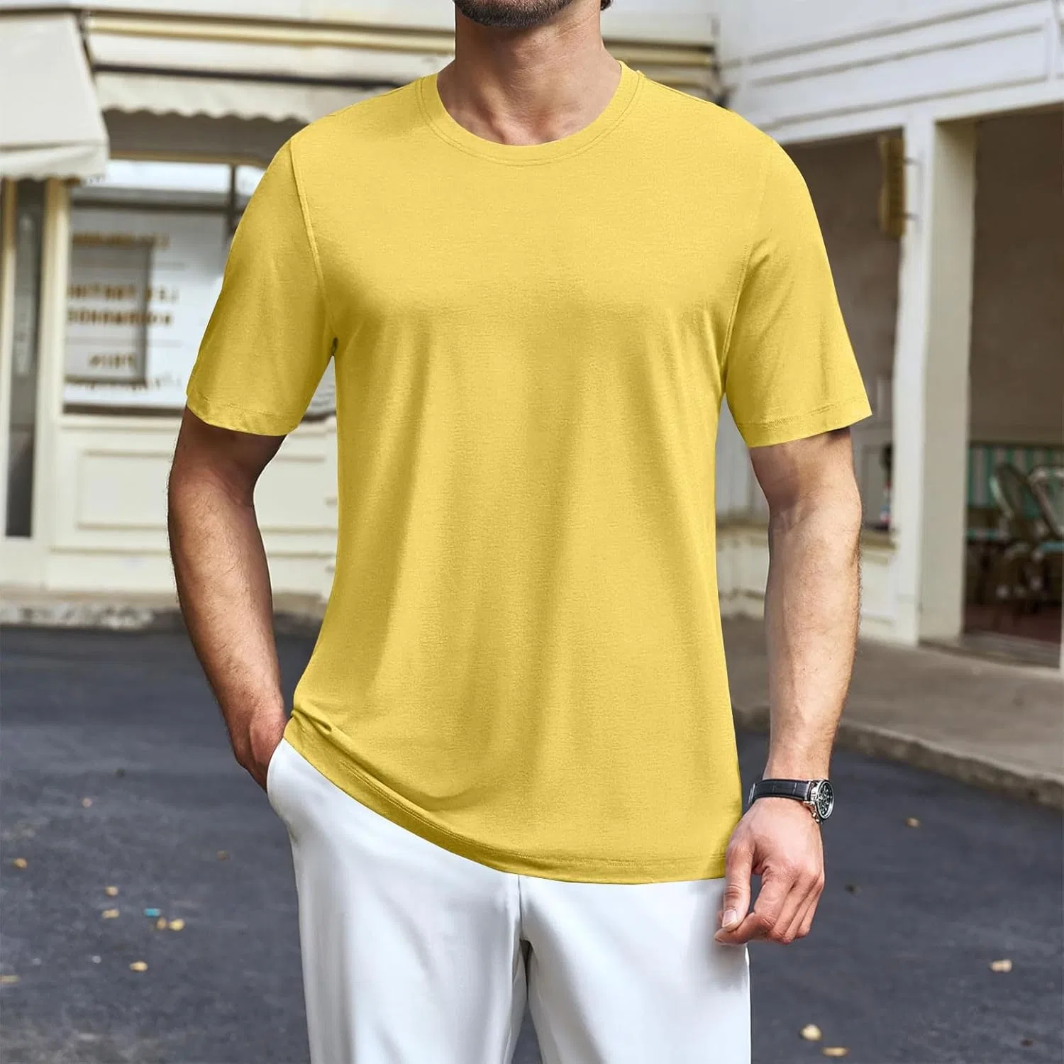 Мужская футболка с круглым вырезом, Lightweight, Yellow — фото 3