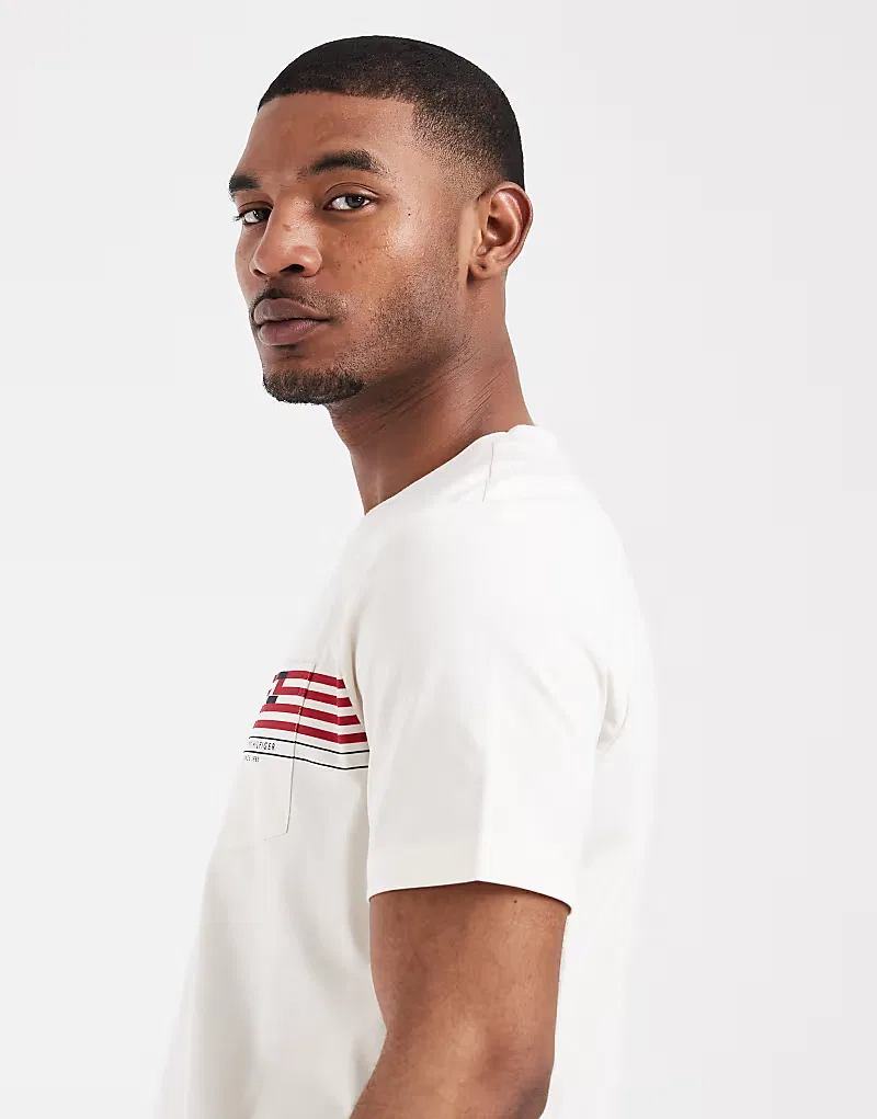 Футболка regular fit с полосой на груди Tommy Hilfiger, белый — фото 4