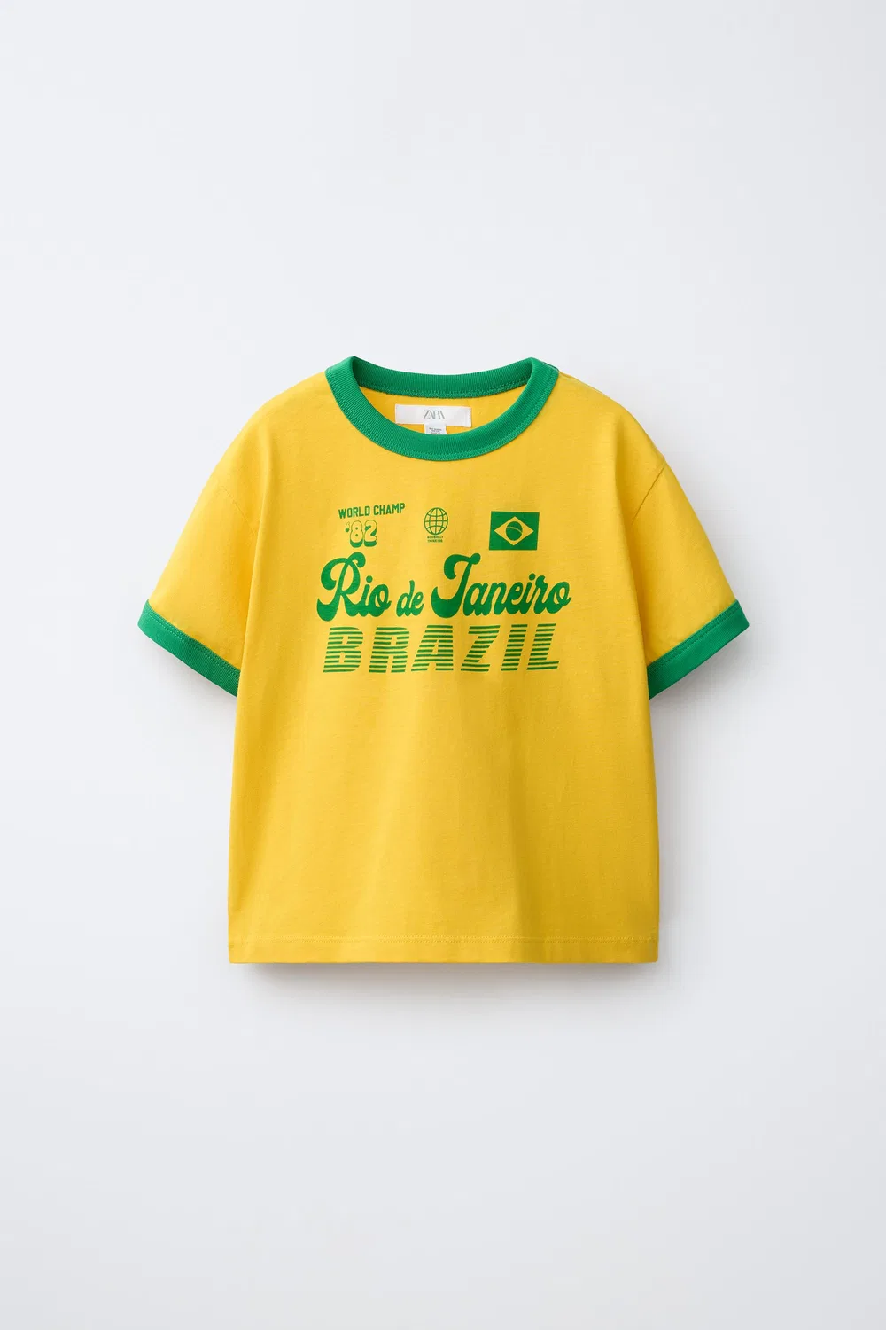 Футболка с контрастным слоганом ZARA, Yellow