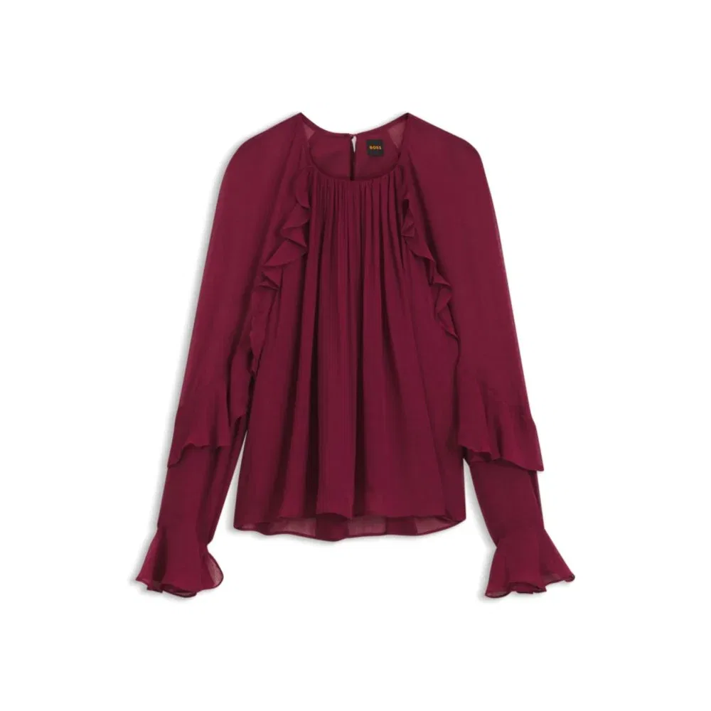 Женская блузка свободного кроя с воланами BOSS, Light Red